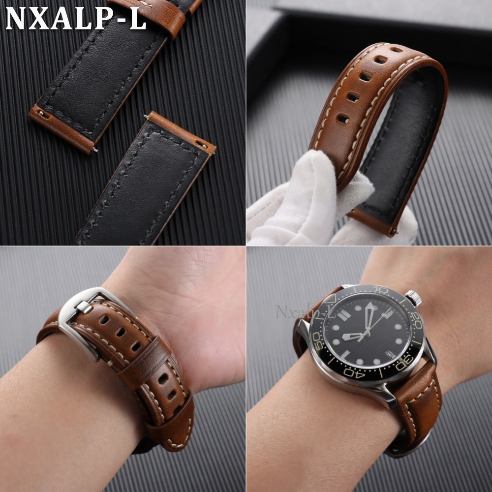 오일 왁스 소가죽 스트랩 18 20mm 22mm 24m - Omega Watch Speedmaster 리뷰 및 가격
